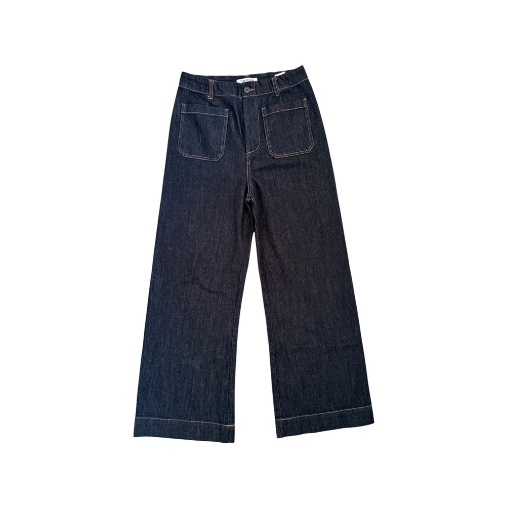 Vigoss Wide Leg Trouser Jeans Dark Wash Indigo High Rise Size 27